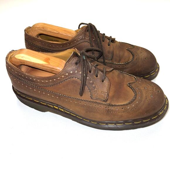 Dr. Martens Vintage 3989 Brogue Wingtip Oxford Lace Up Shoes Brown UK 9/US 10 - Picture 1 of 13